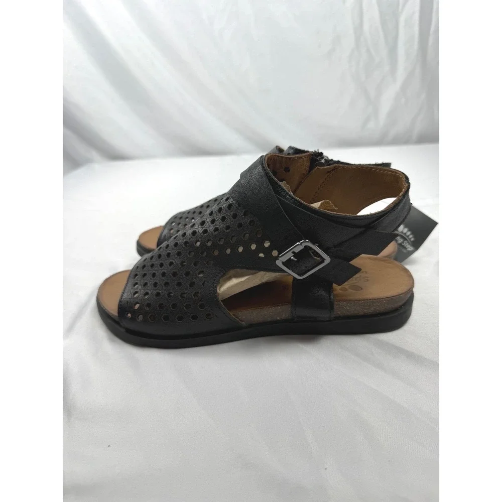 Spring Step L'Artiste Black Leather Perforated Comfort Sandals EU36(US5.5–6) NWT